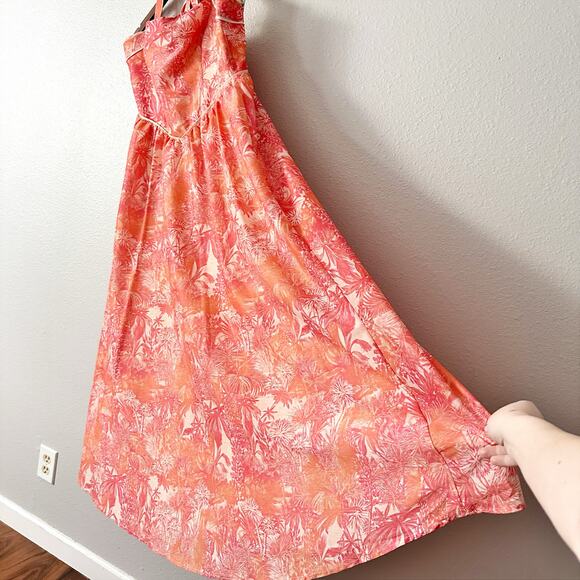 Mika & Gala Tropical Orange Halter Maxi Dress Women's US Size XL  NEW - Picture 4 of 15